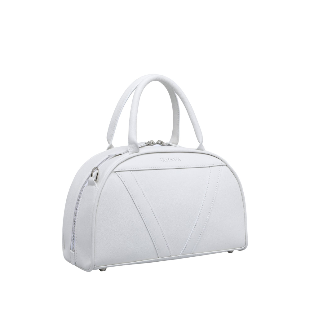 Handle bag as crossbody bag made of nappa leather white